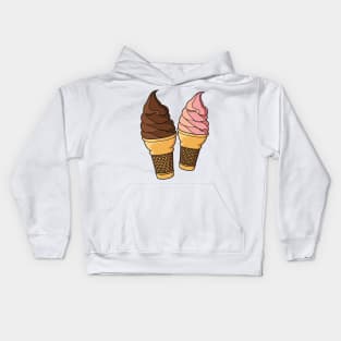 Ice cream cone cartoon illustration Kids Hoodie